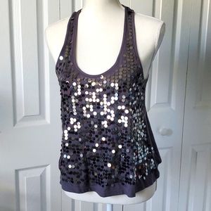 Sequin Gray Racer Back Top, Medium